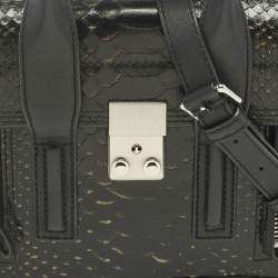 Pre Owned 3.1 Phillip Lim Black Python Embossed and Leather Mini Pashli Satchel