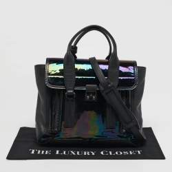مملوكة مسبقًا 3.1 Phillip Lim Pashli Black/Holographic Patent Leather and Leather Satchel