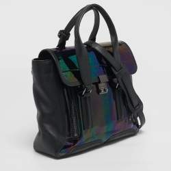 مملوكة مسبقًا 3.1 Phillip Lim Pashli Black/Holographic Patent Leather and Leather Satchel