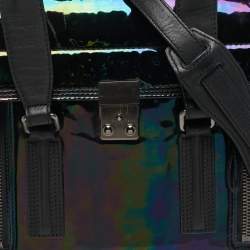 مملوكة مسبقًا 3.1 Phillip Lim Pashli Black/Holographic Patent Leather and Leather Satchel