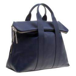 Pre Owned 3.1 Phillip Lim Navy Blue Leather Fold Over Tote