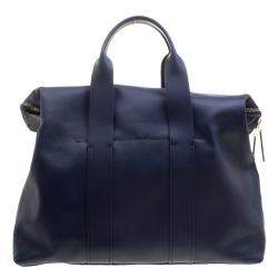 Pre Owned 3.1 Phillip Lim Navy Blue Leather Fold Over Tote