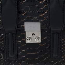 Pre Owned  حقيبة 3.1 فيليب ليم ميني باشلي جلد ثعبان وجلد سوداء