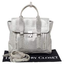 مملوكة مسبقًا 3.1 Phillip Lim Antique Metallic Silver Leather Medium Pashli Satchel