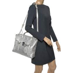 مملوكة مسبقًا 3.1 Phillip Lim Antique Metallic Silver Leather Medium Pashli Satchel