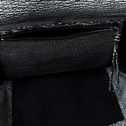 Pre Owned 3.1 Phillip Lim Black/White Shark Embossed Leather Medium Pashli Satchel