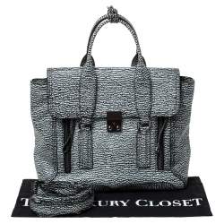 Pre Owned 3.1 Phillip Lim Black/White Shark Embossed Leather Medium Pashli Satchel