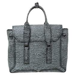 Pre Owned 3.1 Phillip Lim Black/White Shark Embossed Leather Medium Pashli Satchel