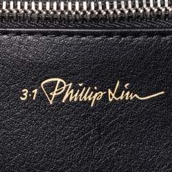 مملوكة مسبقًا حقيبة كتف 3.1 فيليب ليم سويدي وجلد أسود مزينة شراشيب