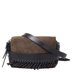 مملوكة مسبقًا حقيبة كتف 3.1 فيليب ليم سويدي وجلد أسود مزينة شراشيب