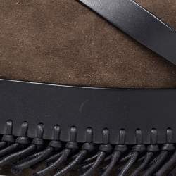 مملوكة مسبقًا حقيبة كتف 3.1 فيليب ليم سويدي وجلد أسود مزينة شراشيب