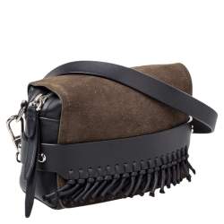 مملوكة مسبقًا حقيبة كتف 3.1 فيليب ليم سويدي وجلد أسود مزينة شراشيب