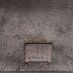 Pre Owned 3.1 Phillip Lim Metallic Silver Leather Mini Soleil Chain Shoulder Bag