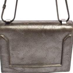 Pre Owned 3.1 Phillip Lim Metallic Silver Leather Mini Soleil Chain Shoulder Bag