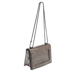 Pre Owned 3.1 Phillip Lim Metallic Silver Leather Mini Soleil Chain Shoulder Bag