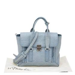 مملوكة مسبقًا حقيبة ساتشل 3.1 فيليب باشلي متوسطة جلد أزرق ليم 