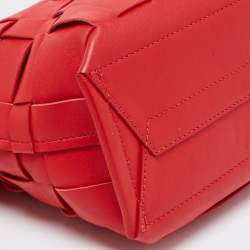 Pre Owned 3.1 Phillip Lim Red Woven Leather Mini Odita Lattice Bucket Bag