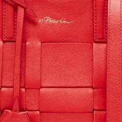 Pre Owned 3.1 Phillip Lim Red Woven Leather Mini Odita Lattice Bucket Bag