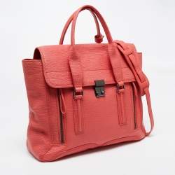 Pre Owned 3.1 Phillip Lim Coral Orange Leather Large Pashli Satchel