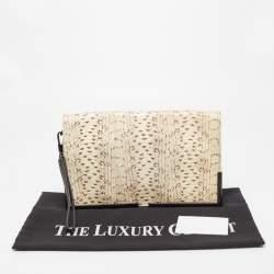 Pre Owned 3.1 Phillip Lim Beige/Black Python Embossed Leather And Leather Flap Clutch