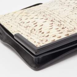 Pre Owned 3.1 Phillip Lim Beige/Black Python Embossed Leather And Leather Flap Clutch