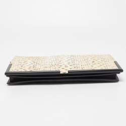 Pre Owned 3.1 Phillip Lim Beige/Black Python Embossed Leather And Leather Flap Clutch