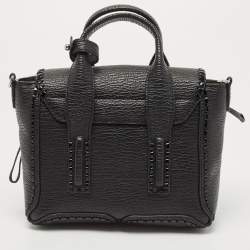 3.1 Phillip Lim Black Leather Mini Whipstitch Pashli Satchel