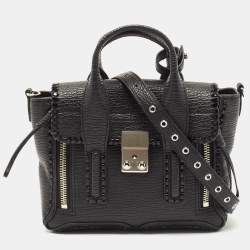 3.1 Phillip Lim Black Leather Mini Whipstitch Pashli Satchel