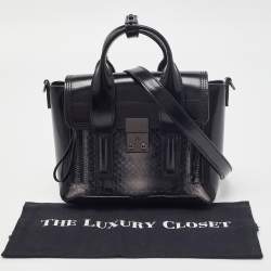 Pre Owned 3.1 Phillip Lim Black Watersnake and Leather Mini Whipstitch Pashli Satchel