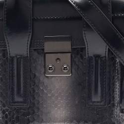 Pre Owned 3.1 Phillip Lim Black Watersnake and Leather Mini Whipstitch Pashli Satchel