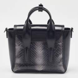 Pre Owned 3.1 Phillip Lim Black Watersnake and Leather Mini Whipstitch Pashli Satchel