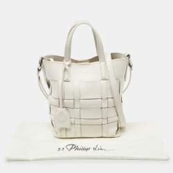 3.1 Phillip Lim Off White Woven Leather Mini Odita Lattice Bucket Bag