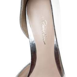 Pre Owned حذاء كعب عالي 3.1 فيليب ليم مارتيني مقدمة مدببة جلد لامع فضي مقاس 38