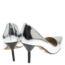 Pre Owned حذاء كعب عالي 3.1 فيليب ليم مارتيني مقدمة مدببة جلد لامع فضي مقاس 38