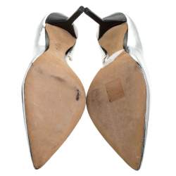 Pre Owned حذاء كعب عالي 3.1 فيليب ليم مارتيني مقدمة مدببة جلد لامع فضي مقاس 38