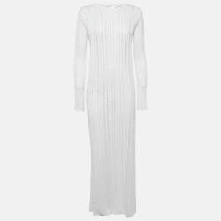 Pre Owned Sopho Handmade White Knit Long sleeve Maxi Dress S