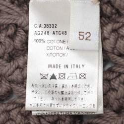 Pre Owned Agnona Dark Beige Cotton Knit Cable Thick Cardigan XXXL