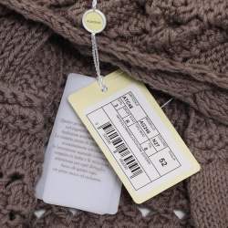 Pre Owned Agnona Dark Beige Cotton Knit Cable Thick Cardigan XXXL