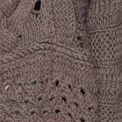 Pre Owned Agnona Dark Beige Cotton Knit Cable Thick Cardigan XXXL