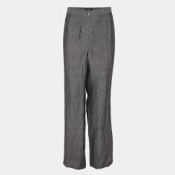 Pre Owned Elena Miro Grey Linen Regular Leg Pants XXL