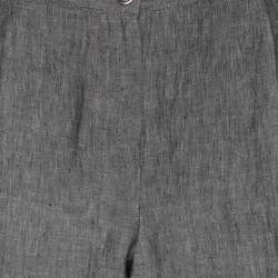 Pre Owned Elena Miro Grey Linen Regular Leg Pants XXL