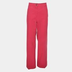 Pre Owned Elena Miro Pink Stretch Cotton Wide Leg Trousers XXXL