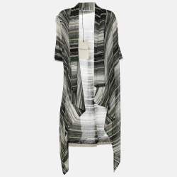 Pre Owned Marina Rinaldi Multicolor Stripe Stretch Lurex Knit Cardigan L