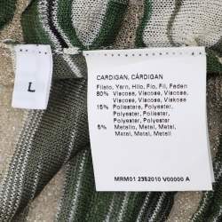 Pre Owned Marina Rinaldi Multicolor Stripe Stretch Lurex Knit Cardigan L