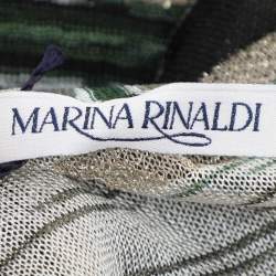 Pre Owned Marina Rinaldi Multicolor Stripe Stretch Lurex Knit Cardigan L