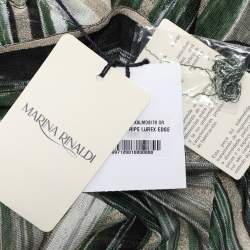 Pre Owned Marina Rinaldi Multicolor Stripe Stretch Lurex Knit Cardigan L