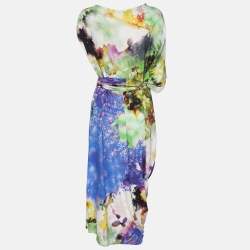 Pre Owned Marina Rinaldi Mulitcolor Printed Jersey Midi Dress XL