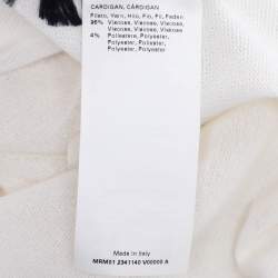 مملوكة مسبقًا كارديجان محبوك مرن بلون كريم/أسود مارينا رينالدي مقاس كبير