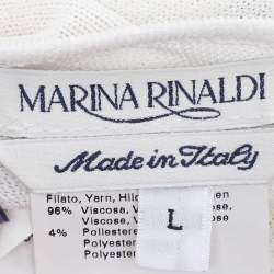 مملوكة مسبقًا كارديجان محبوك مرن بلون كريم/أسود مارينا رينالدي مقاس كبير