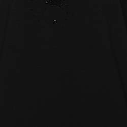 Pre Owned Marina Rinaldi Black Jersey Beads Embellished Tops XL